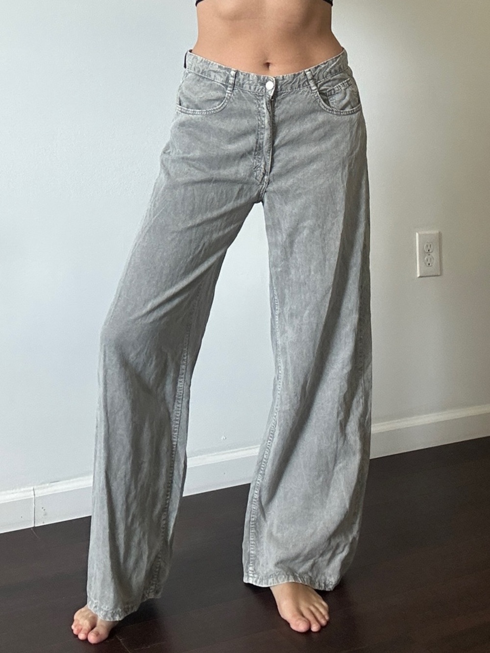Zara Wide Leg Light Gray Pants